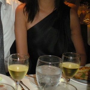 Banana Republic asymmetrical black silk dress